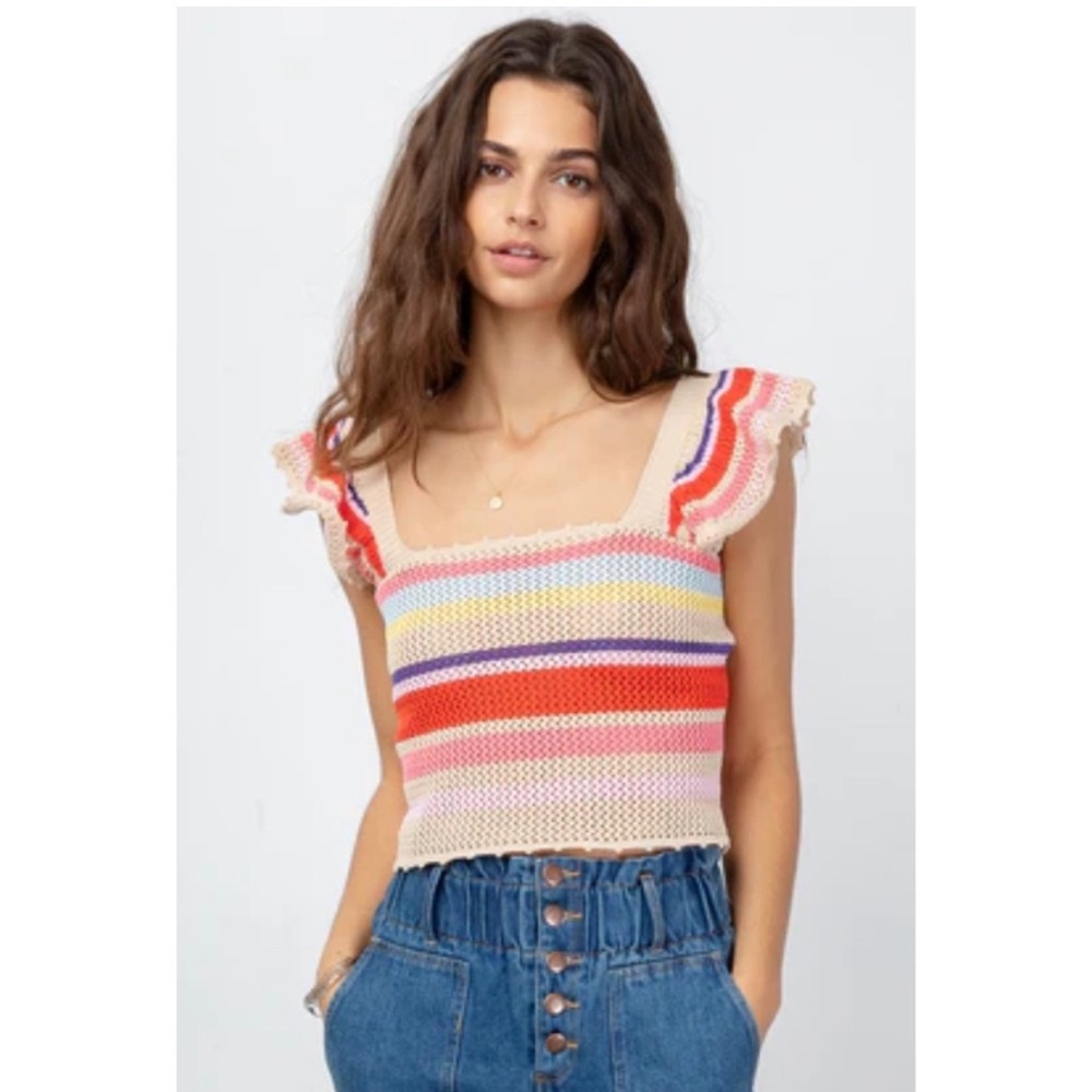 Rails - Rainbow Crochet Top (S)